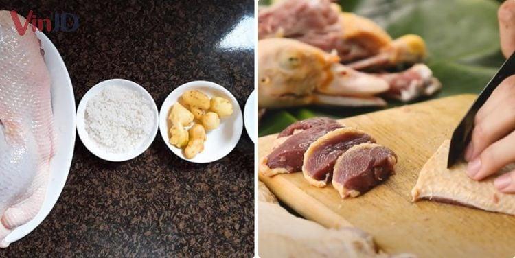 Sơ chế ngan và nguyên liệu đi kèm